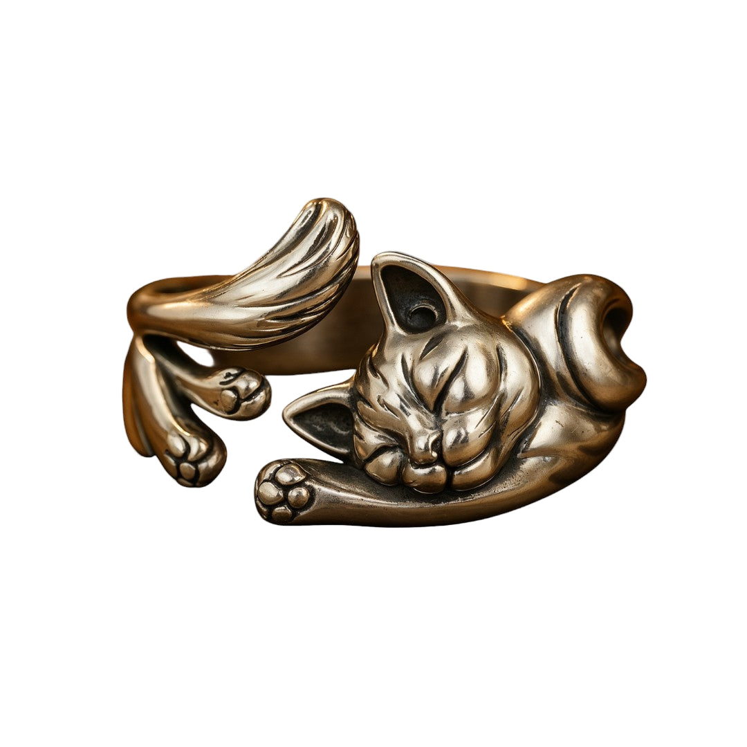 Vintage gyűrű - macska ezüstben