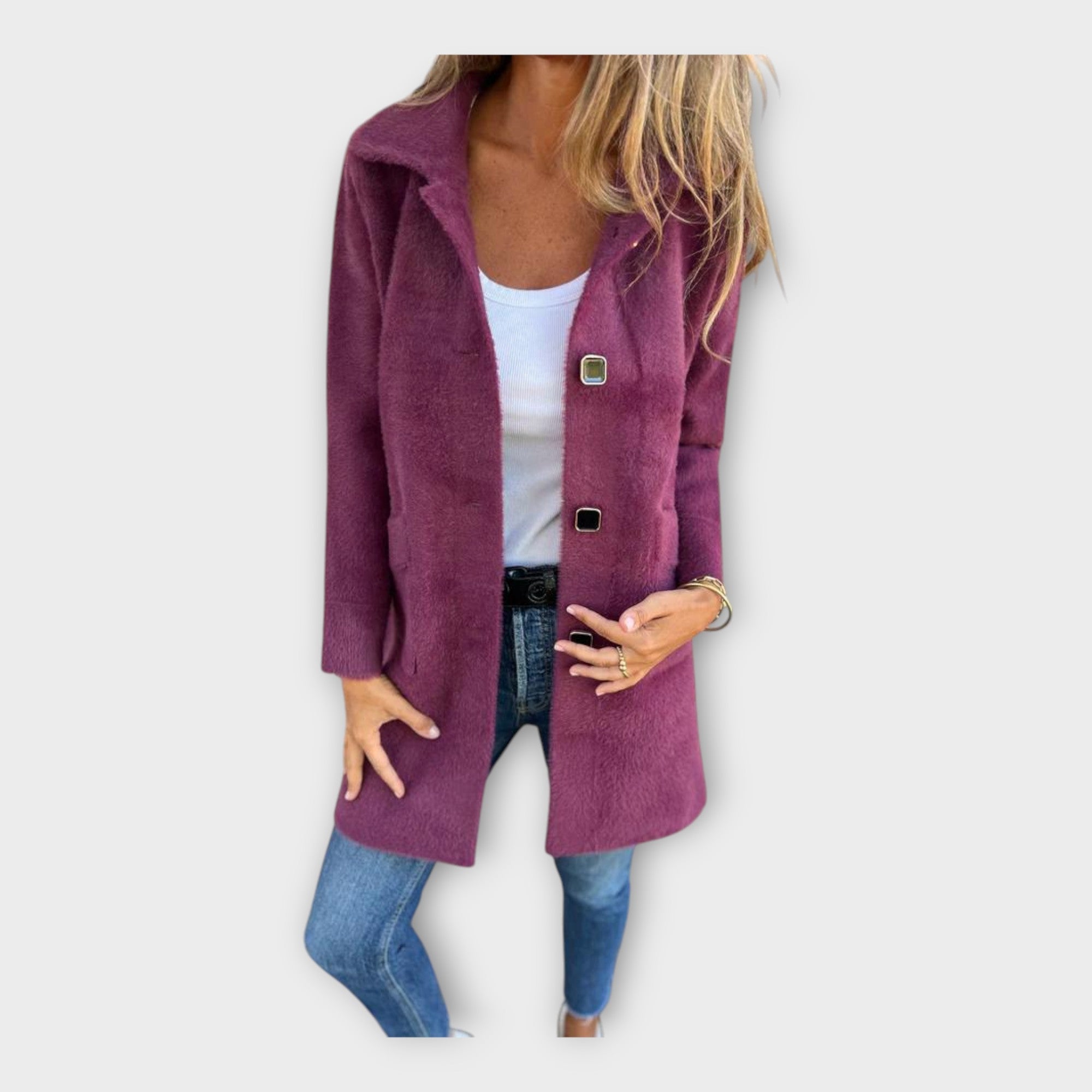 Gyapjú Kabát Elegáns Záródással