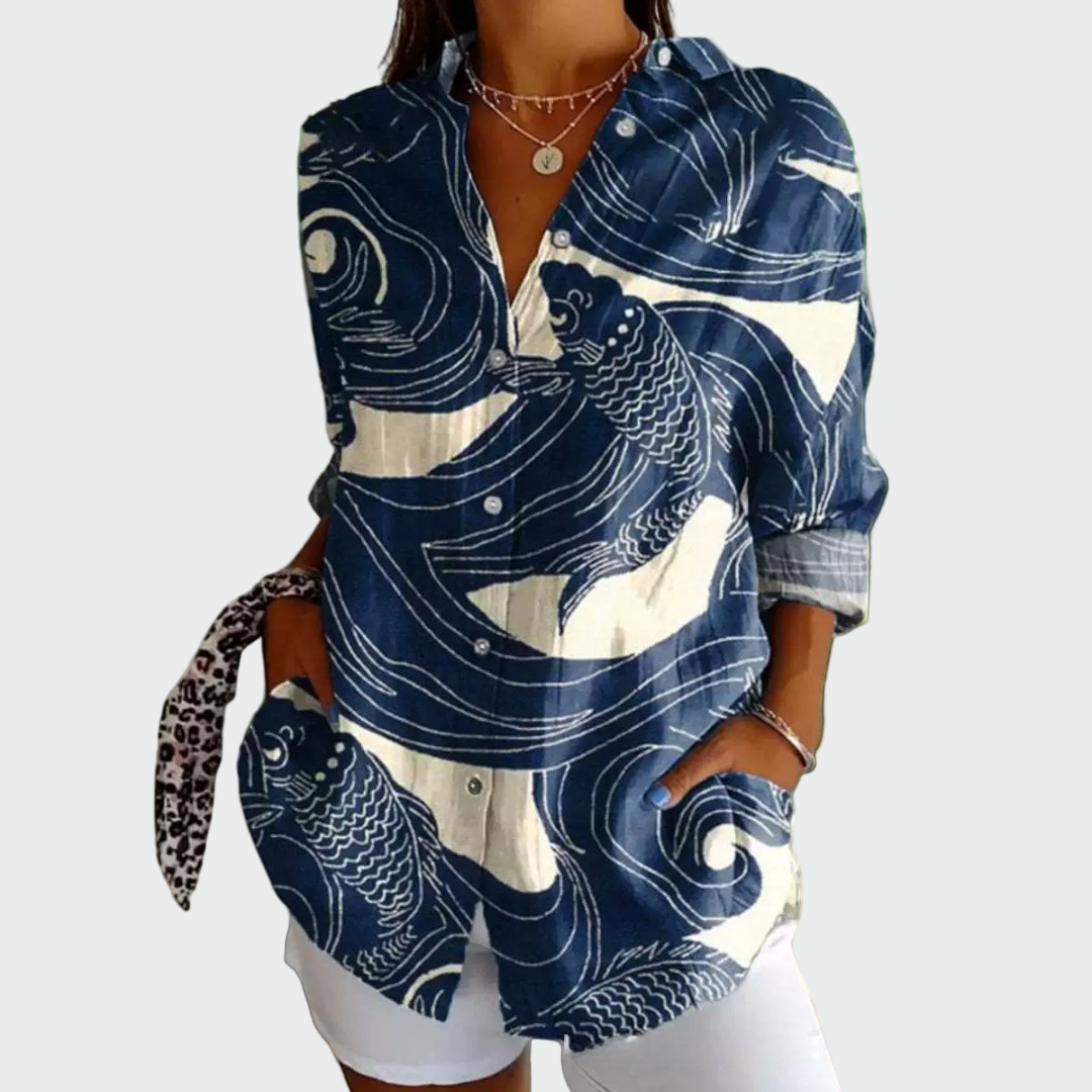 Stílusos virágmintás blúz