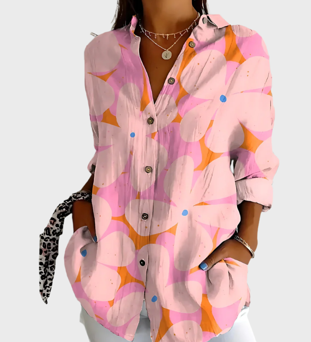 Virágmintás Pamut Blúz