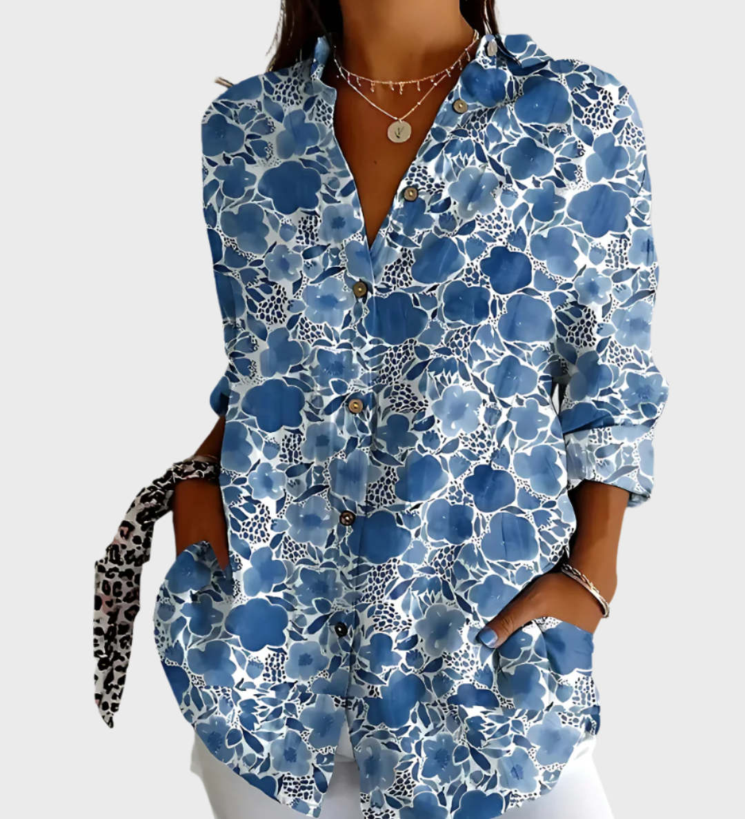 Virágmintás Pamut Blúz