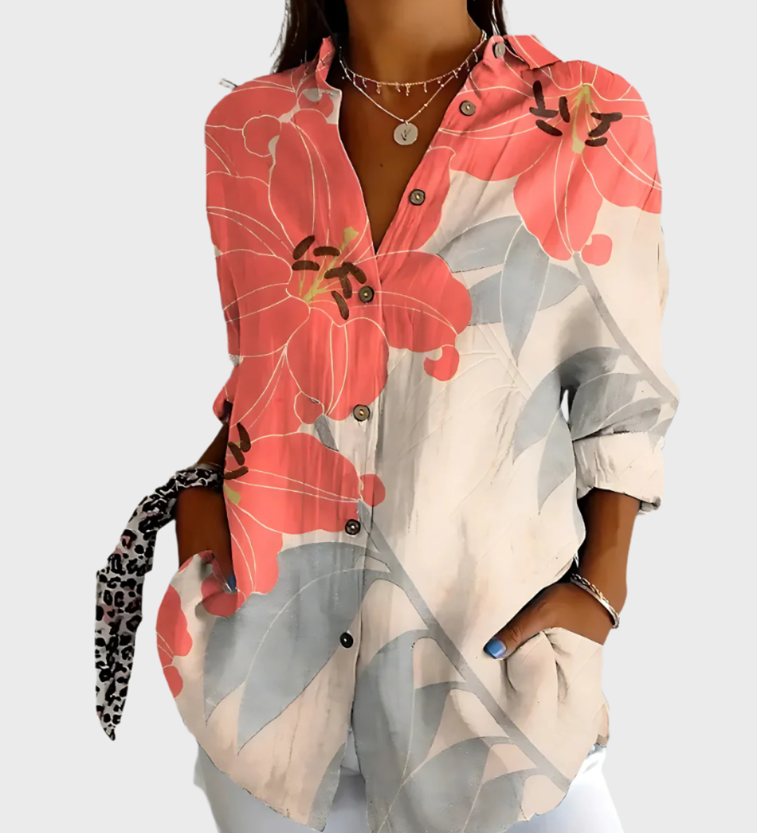 Virágmintás Pamut Blúz
