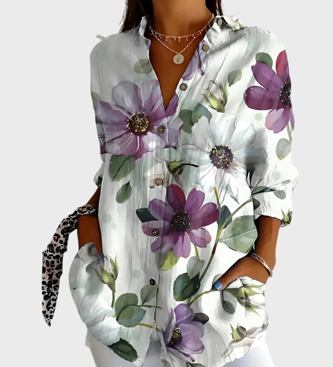 Virágmintás Pamut Blúz