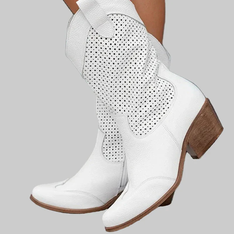 Anna - Modern Cowboy Csizmák Farmerből Oldalsó Cipzárral