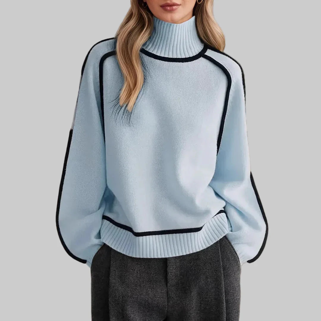 Basilika - Elegáns egyszínű pulóver magas gallérral