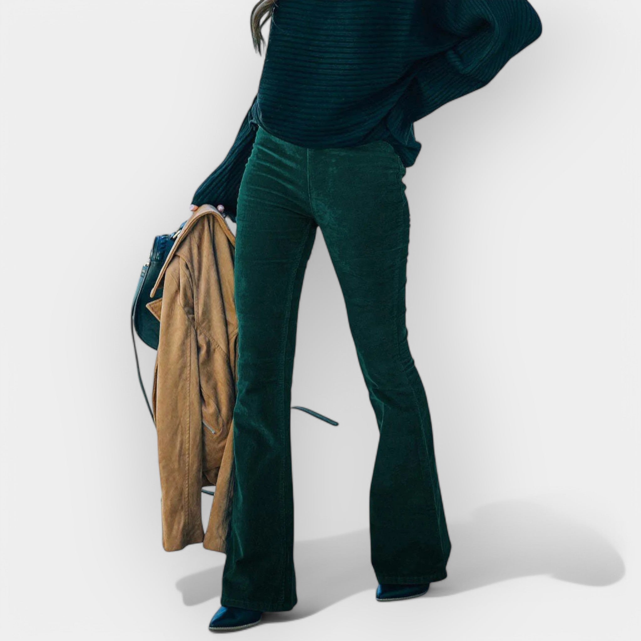 Magas Derékú Nadrág Széles Szárral