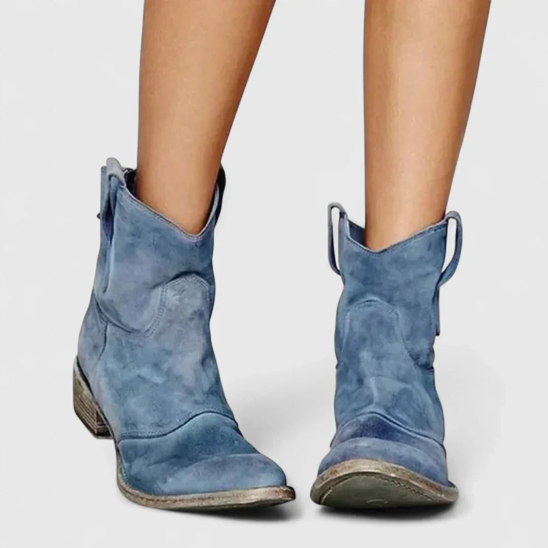 Kallithea - Retro cowboy stílusú bokacsizma, bokáig érő, elegáns kivitelben