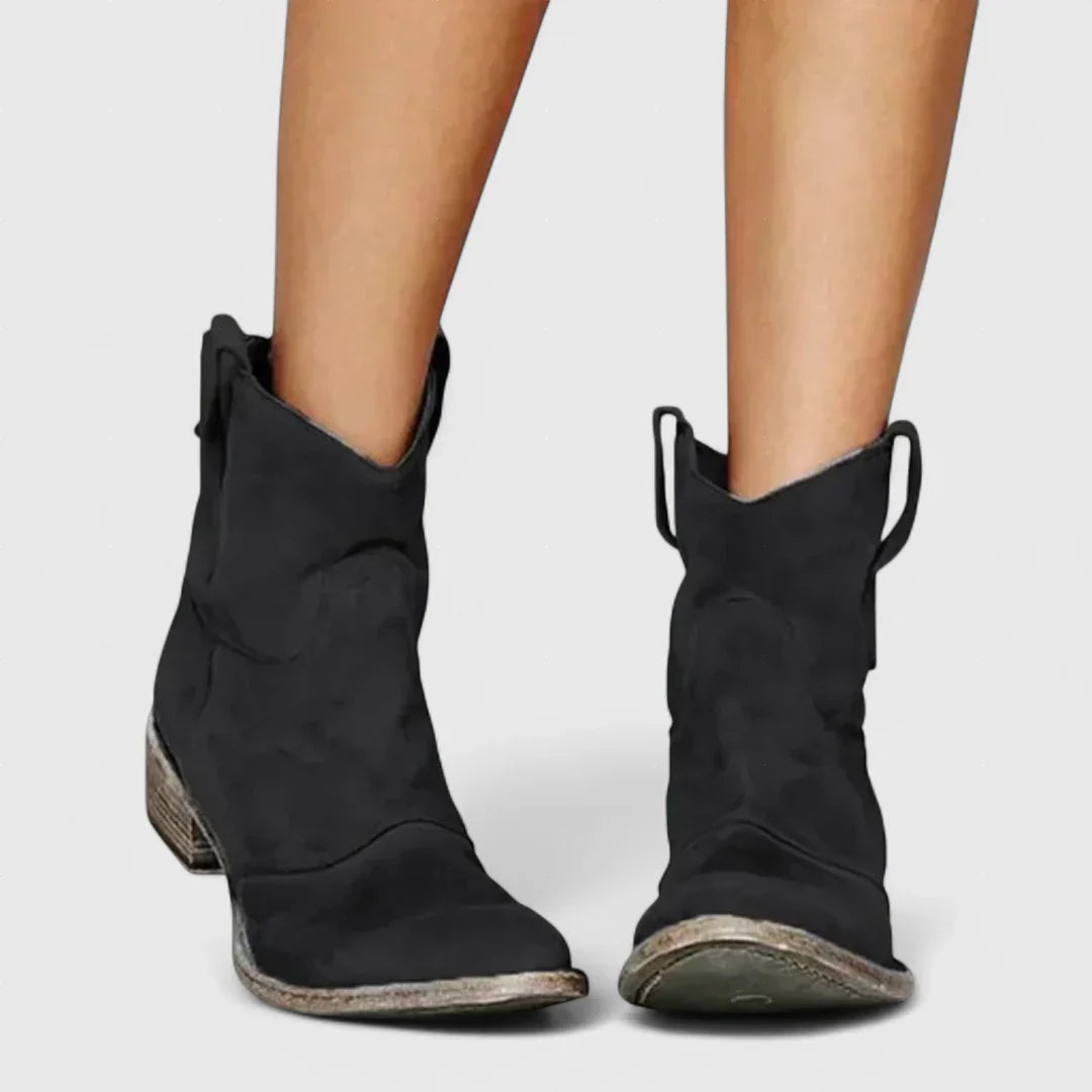 Kallithea - Retro cowboy stílusú bokacsizma, bokáig érő, elegáns kivitelben