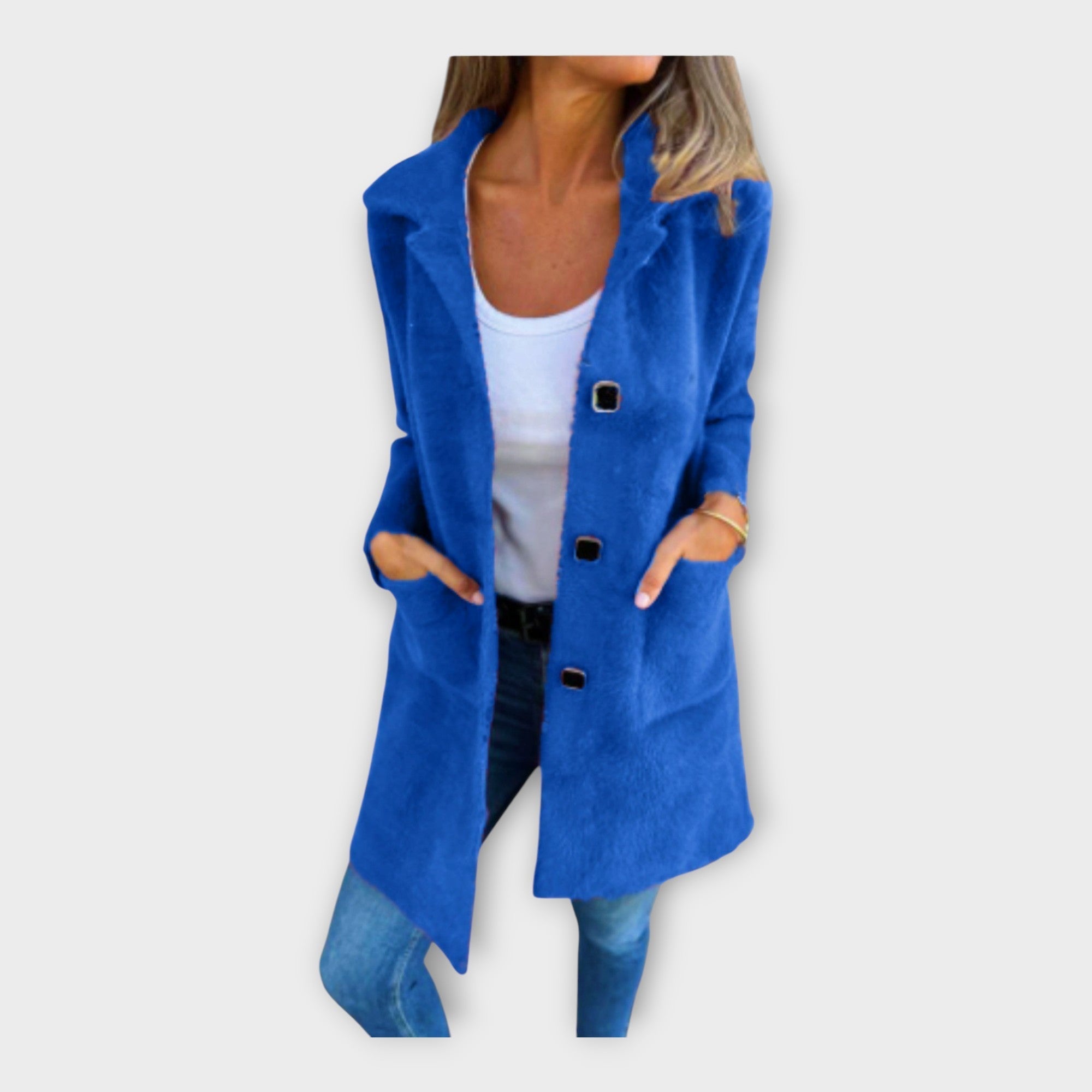 Gyapjú Kabát Elegáns Záródással